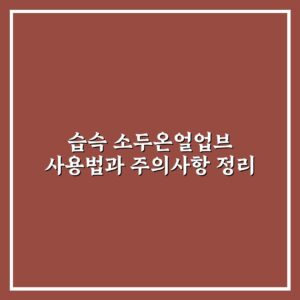 습슥 소두온얼업브 사용법과 주의사항 정리