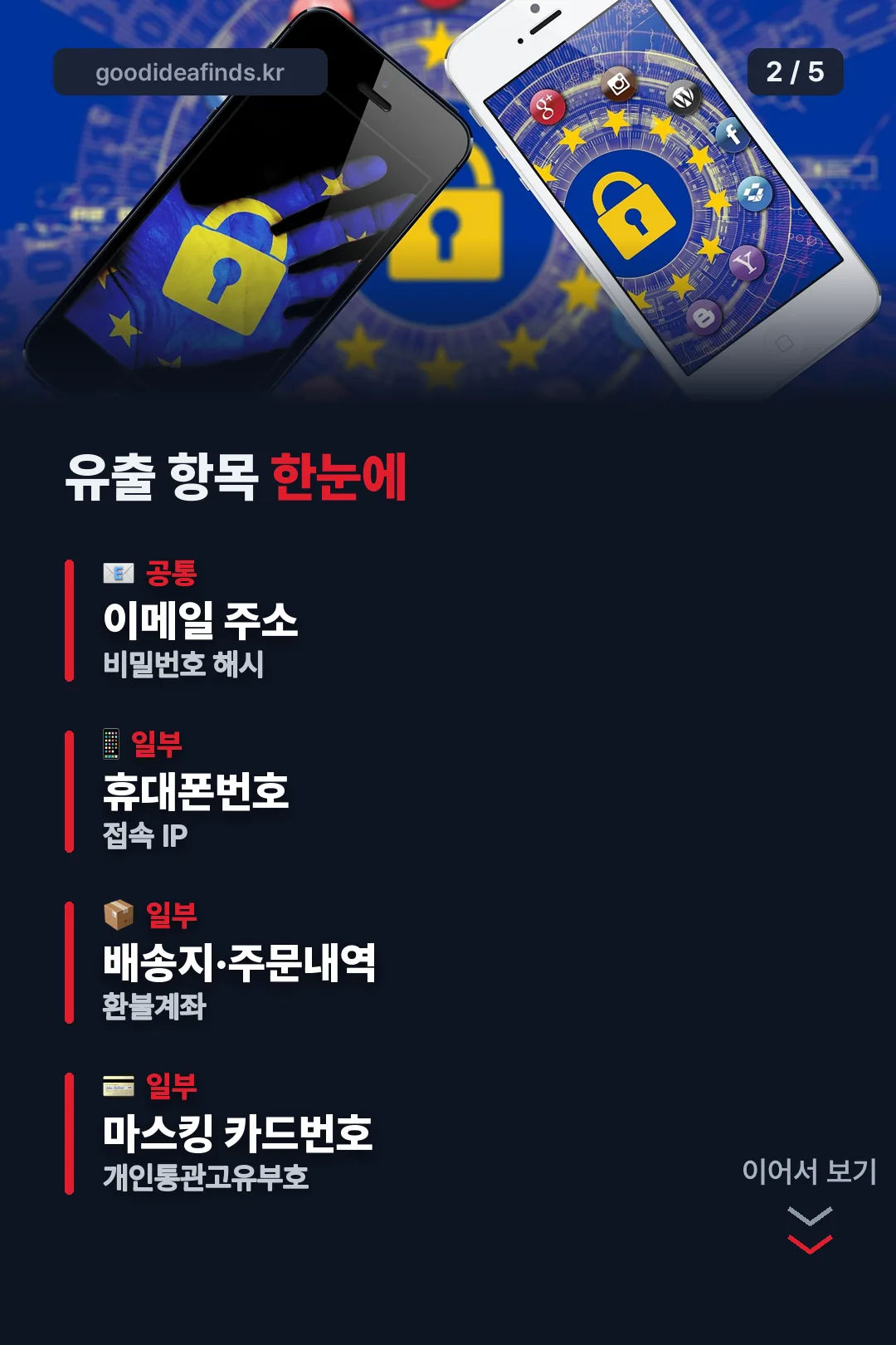 유출 항목 한눈에